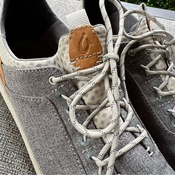 Olukai Men's Nanea Li Gray Lace Casual Canvas Comfort Sneakers Shoes Sz 9.5 - Picture 8 of 16